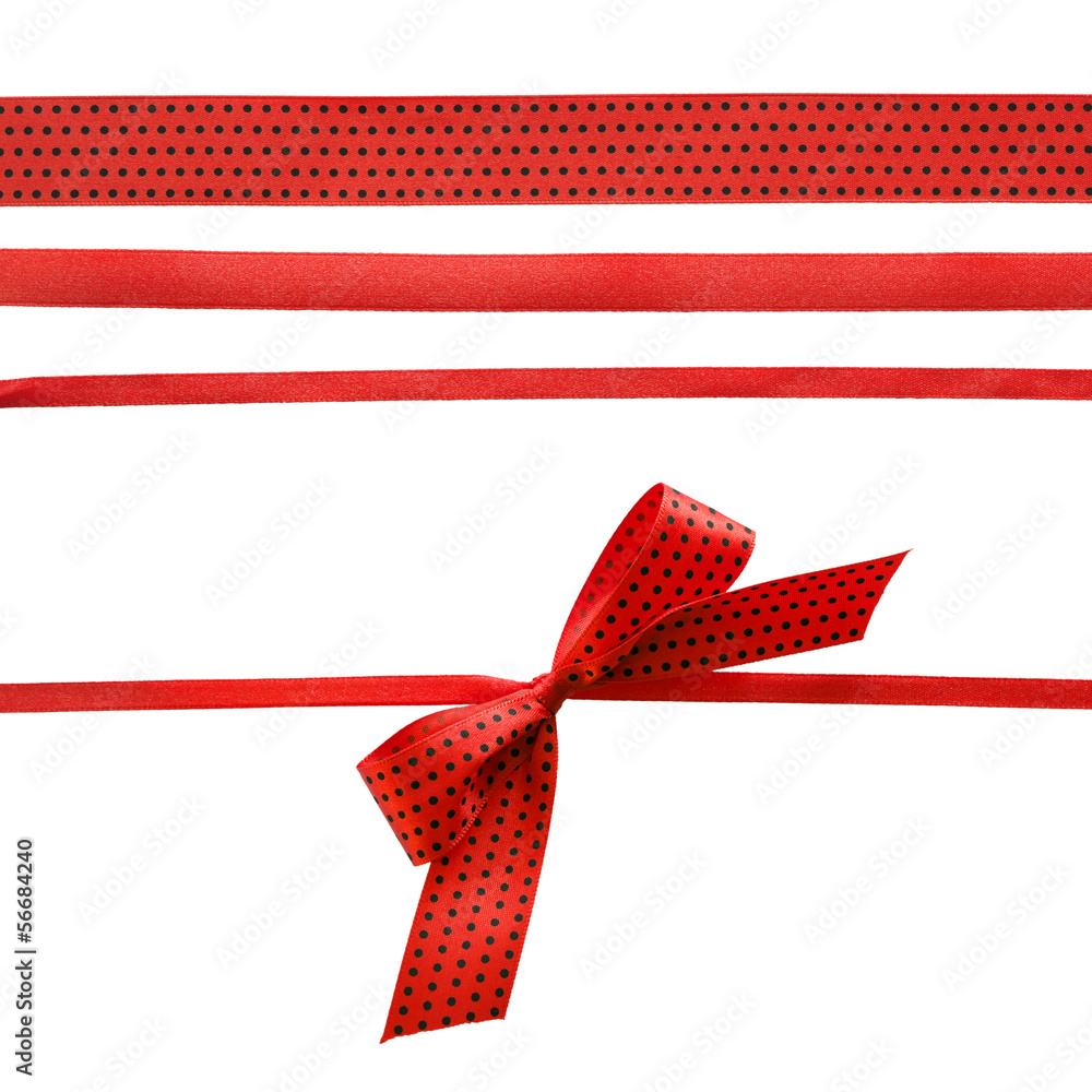 Red and black polka dot ribbon with bow Red and black polka dot ribbon with bow
