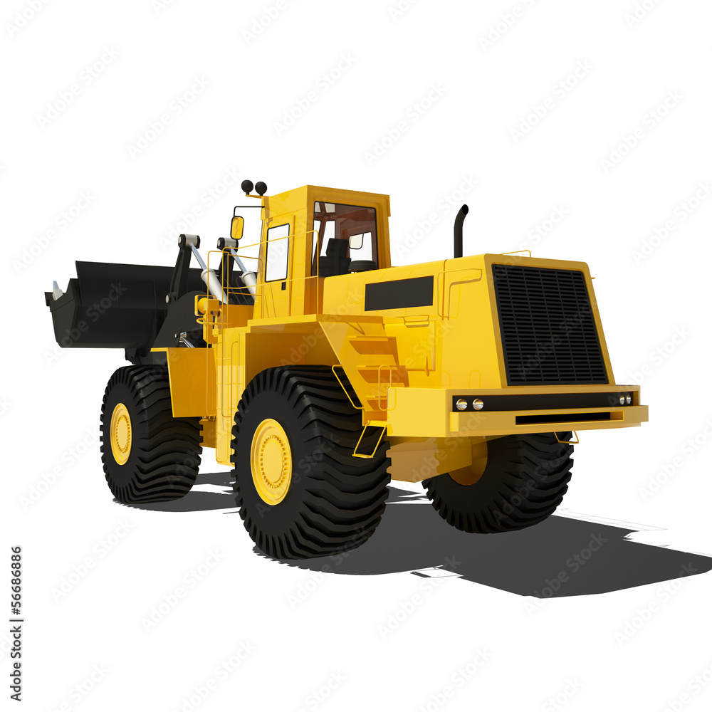One Loader excavator construction machinery equipment isolated