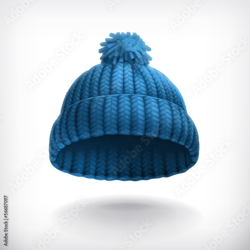 Knitted blue cap, illustration