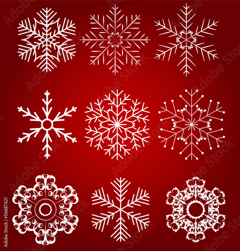 Set of beautiful snowflakes vector illustration