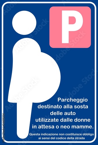 CARTELLO SEGNALE PARCHEGGIO DONNE IN GRAVIDANZA