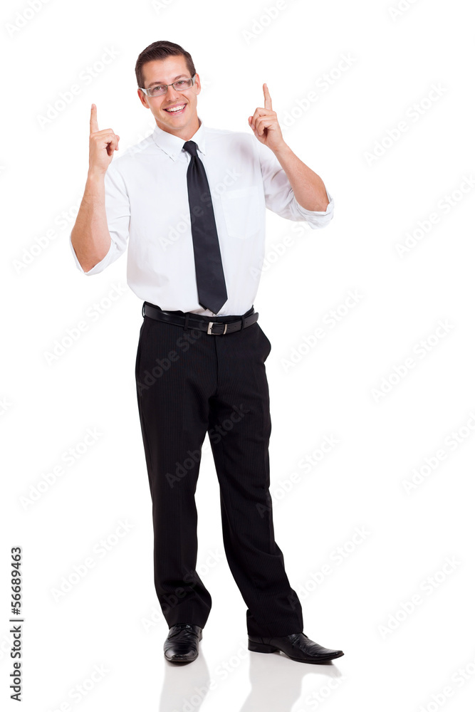 businessman pointing up businessman pointing up