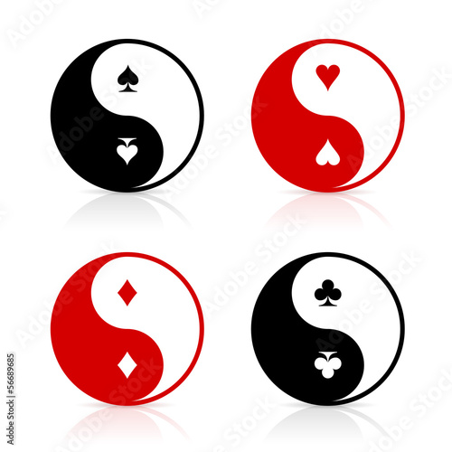 Yin-Yang symbols with card suits