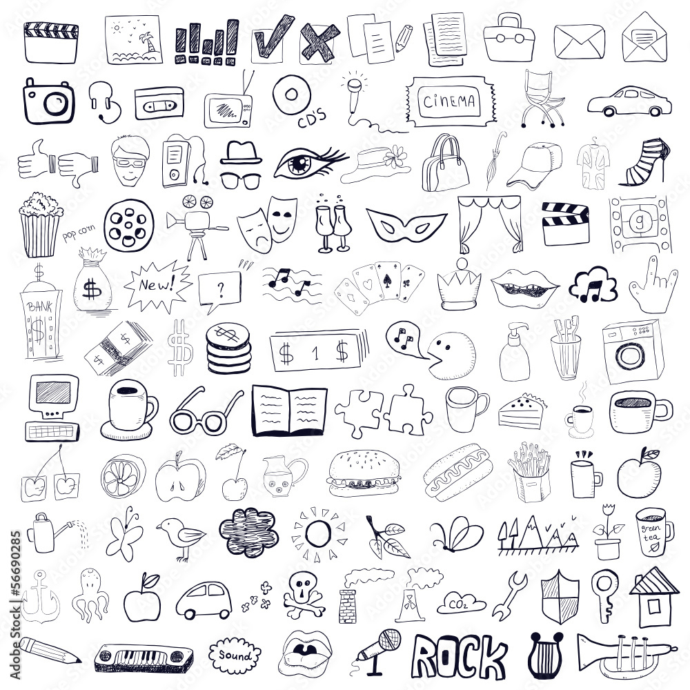 Set of hand drawn symbols Set of hand drawn symbols