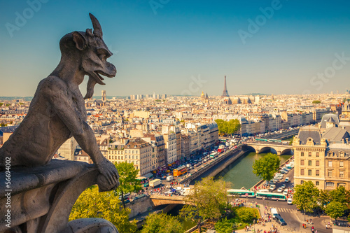 Tablou canvas Gargoyle on Notre Dame Cathedral