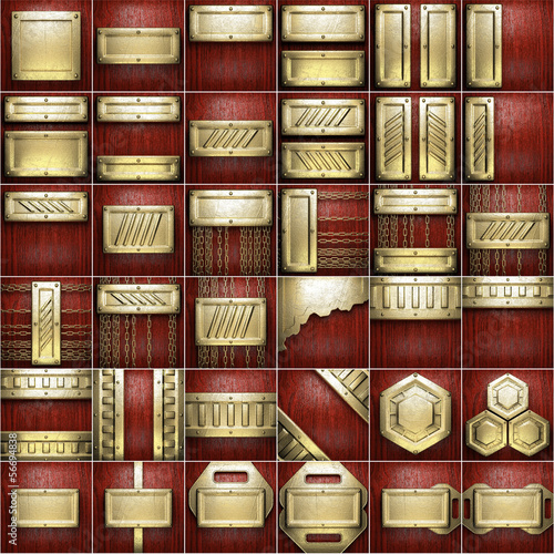 gold and wood background set