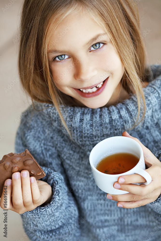 Child drinking tea Child drinking tea