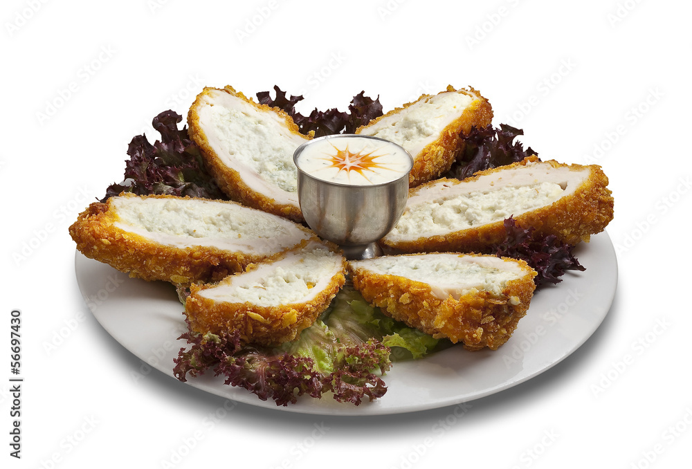 slice fried chiken with souce slice fried chiken with souce