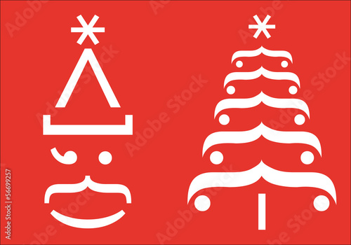 Santa and Christmas tree typographic signs, vector