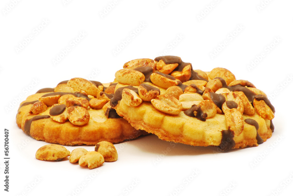 Biscuits with nuts on white