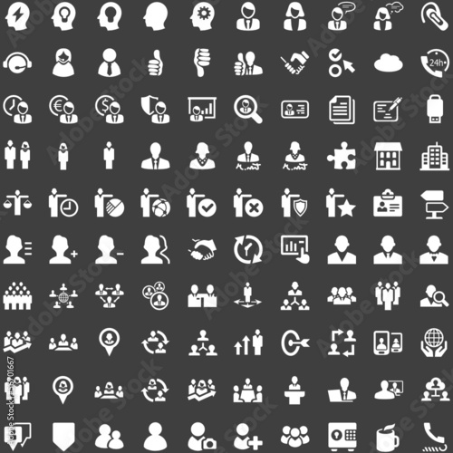 People Business Work - White Icons