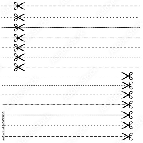 Set - Schere mit Strichlinie