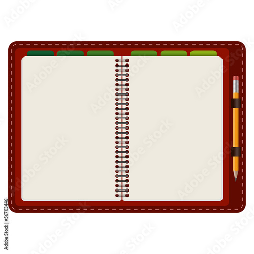 Agenda aufgeschlagen mit Bleistift