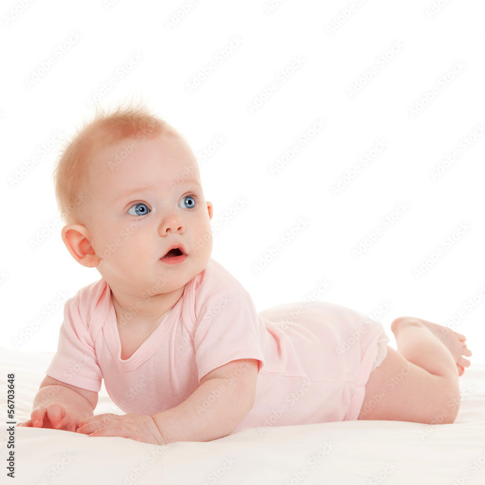 Cute baby with beautiful blue eyes on the white background Cute baby with beautiful blue eyes on the white background