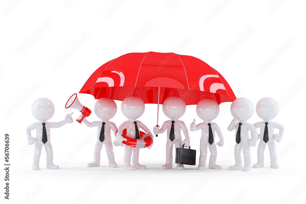 Group of businessmen under umbrella. Business safety concept Group of businessmen under umbrella. Business safety concept