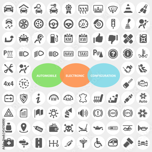 Set of Automobile Electronic Configuration Icons