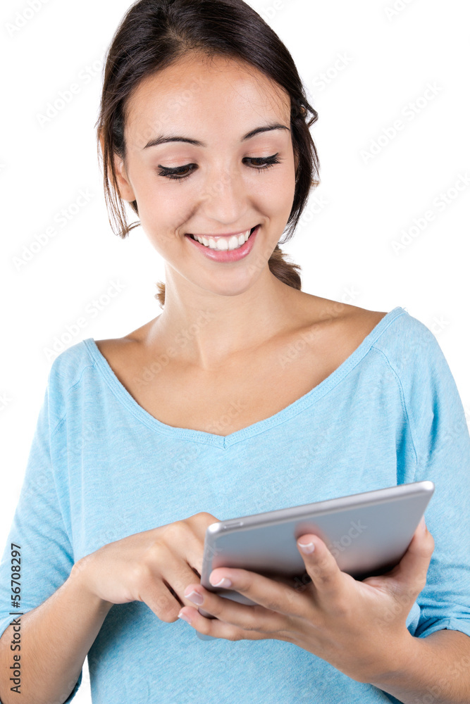 beautiful girl with her digital tablet beautiful girl with her digital tablet