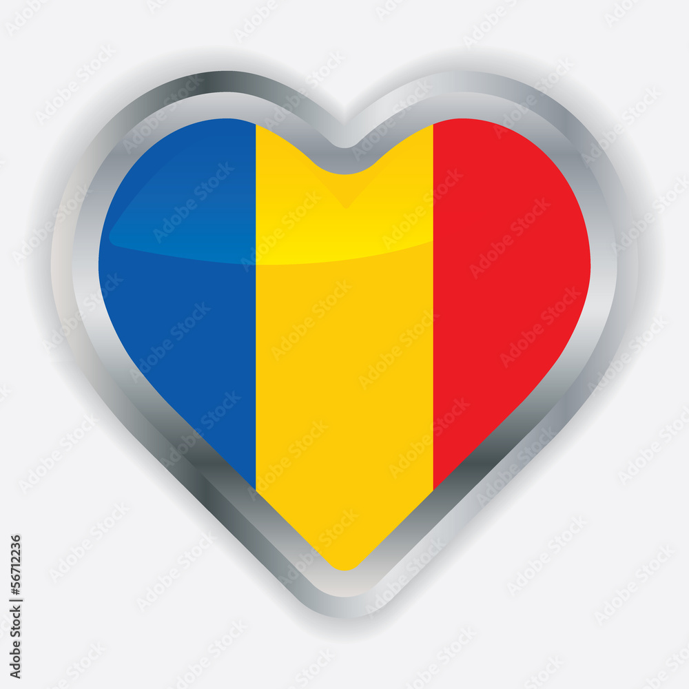 Fototapeta premium Romanian Flag Heart Glossy Button