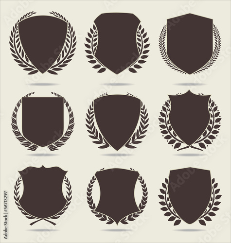 medieval shields and laurel wreath collection