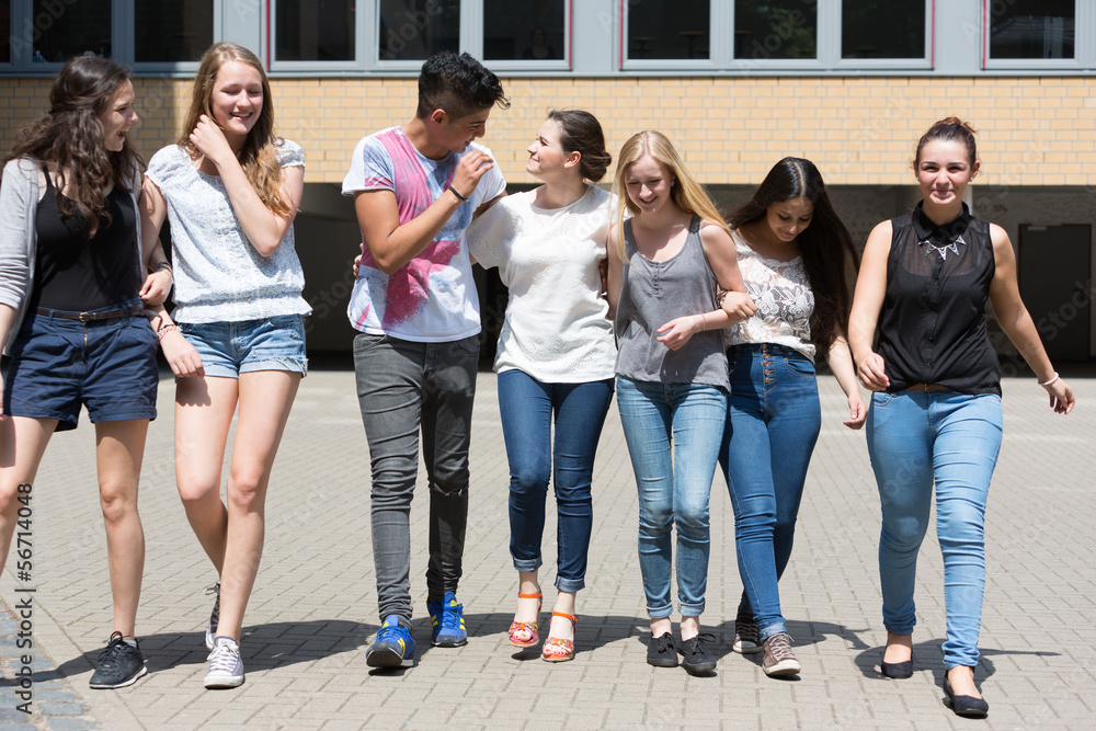 Fototapeta premium Clique geht über den Schulhof