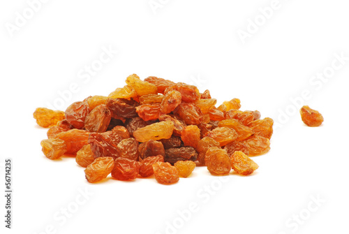 Bunch of raisins isolated on white background