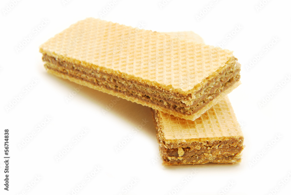 Chocolate wafers isolated on white Chocolate wafers isolated on white