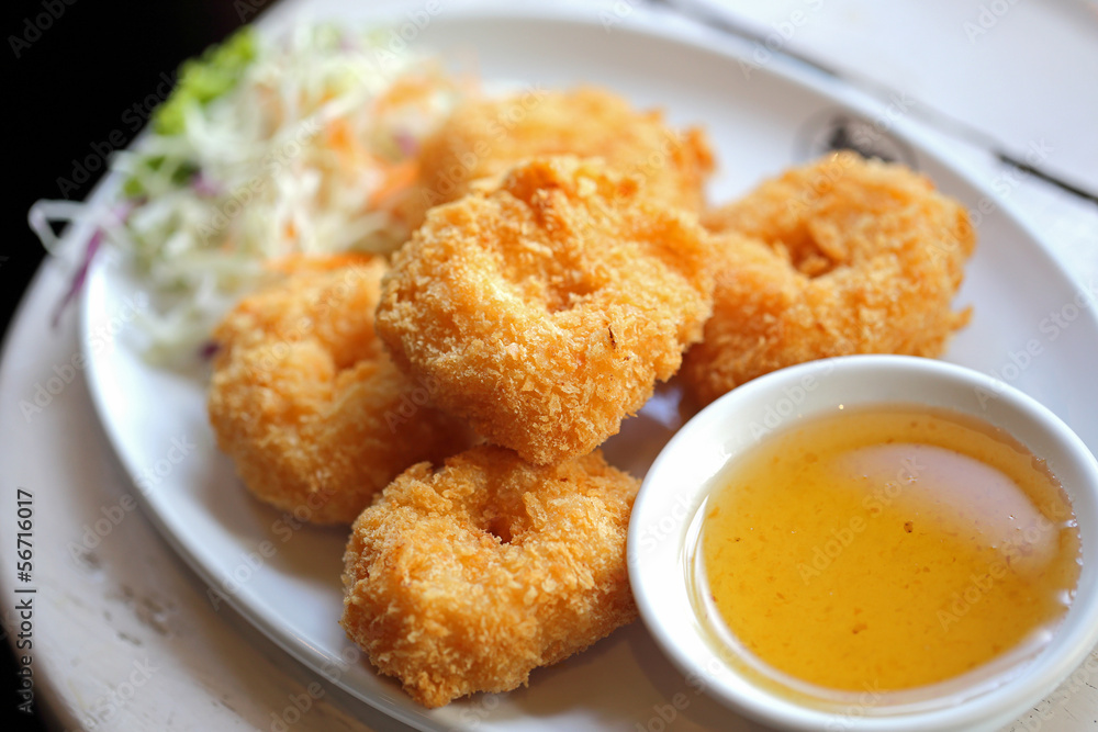 Fried shrimp and sauce food Thailand