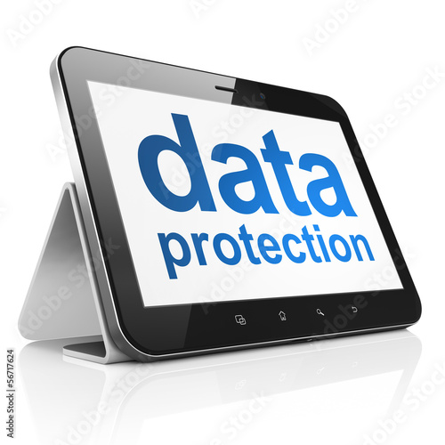 Protection concept: Data Protection on tablet pc computer