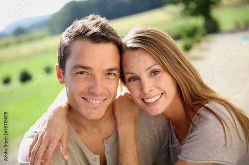 Sweet couple enjoying week-end in countryside