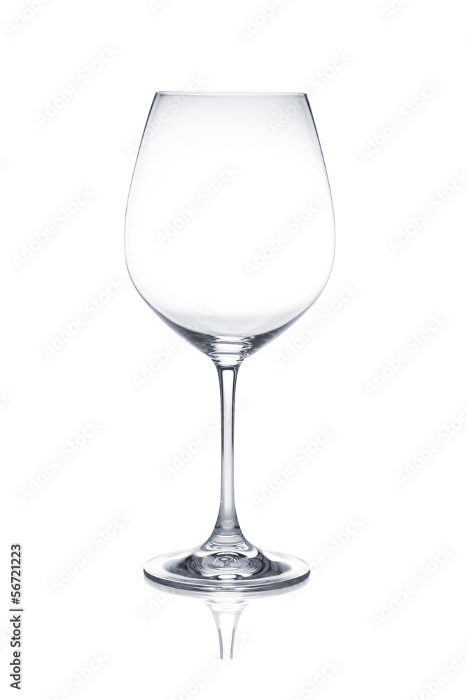 Empty red wine glass isolated on white background