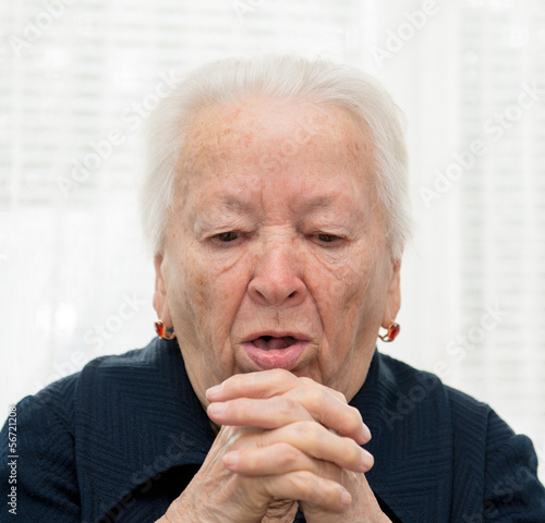 Elderly woman coughing