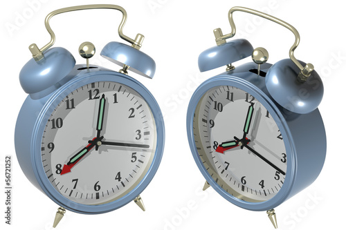 Blue alarm clock - angle 1 and 2