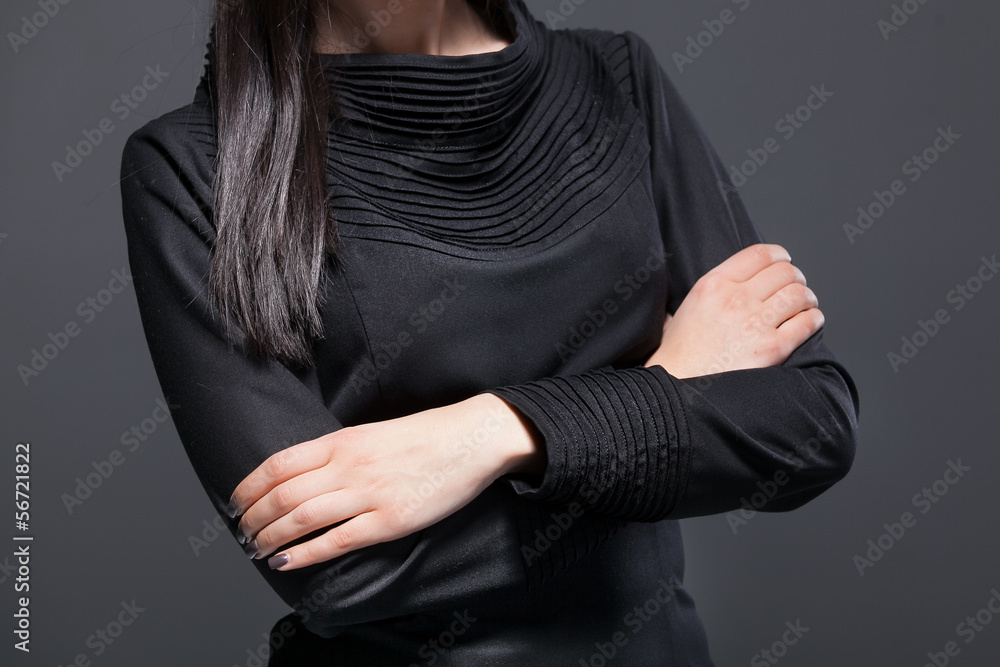 Closeup photo of woman holding hands folded Closeup photo of woman holding hands folded