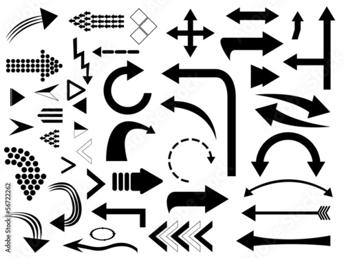 Set of arrows illustrated on white