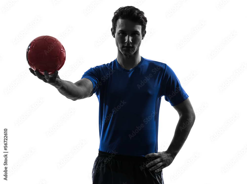young man exercising handball player silhouette young man exercising handball player silhouette