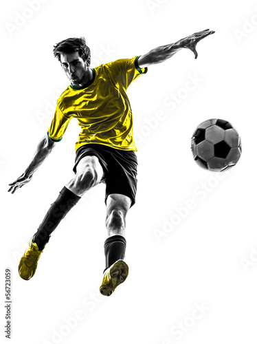 Fototapeta Naklejka Na Ścianę i Meble -  brazilian soccer football player young man silhouette