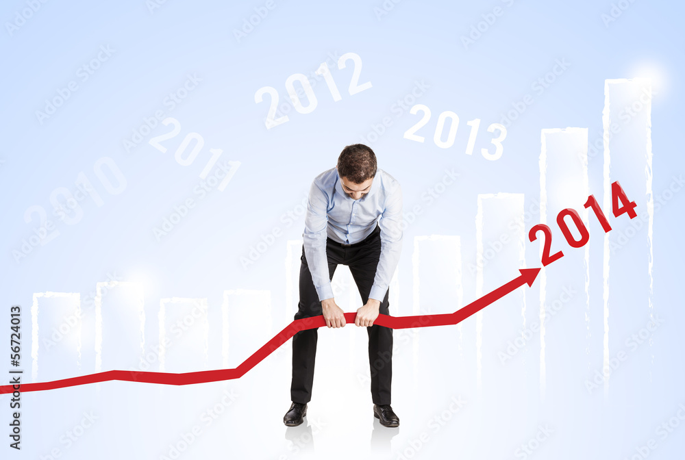 Woman with statistics curve Woman with statistics curve