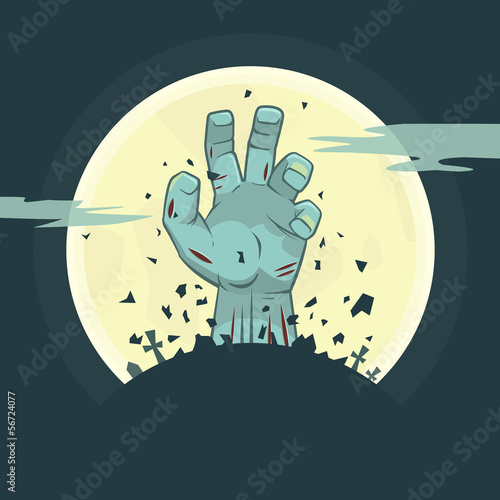 Vector zombie hand rising from the grave