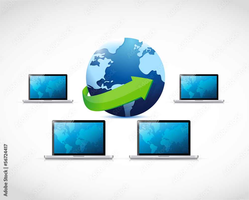 laptop network connected to the world. laptop network connected to the world.
