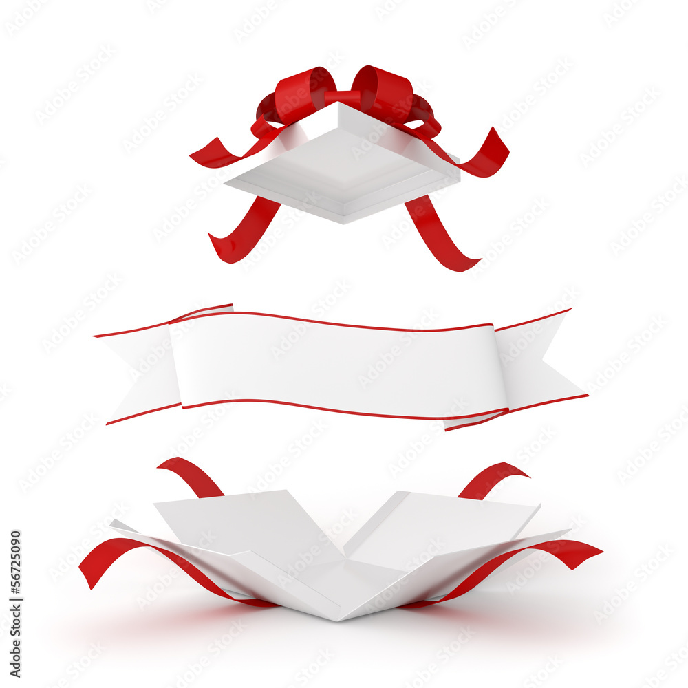 pacco regalo aperto con nastro scrivibile Stock Illustration | Adobe Stock