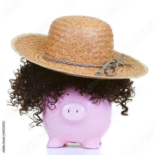 Money-box and straw hat