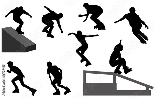 rollerblade silhouettes - vector