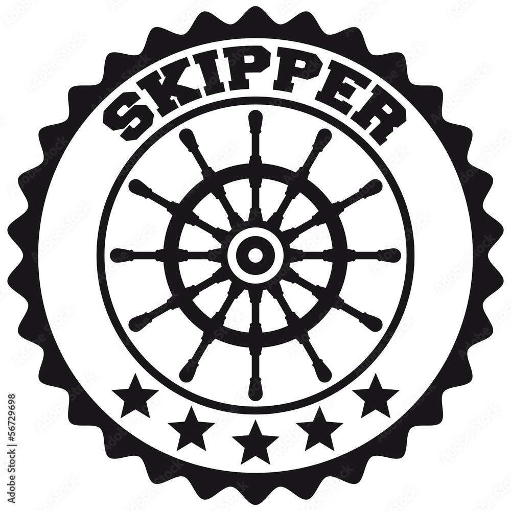 Obraz premium Skipper Ship Steering Wheel Logo