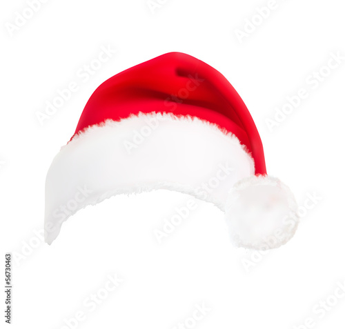 Red holiday santa hat. Vector.