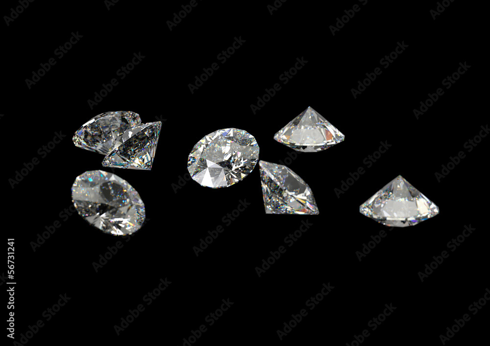 Diamonds on black surface Diamonds on black surface