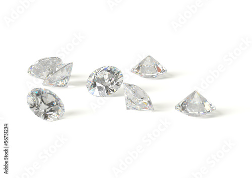 Diamonds on white surface