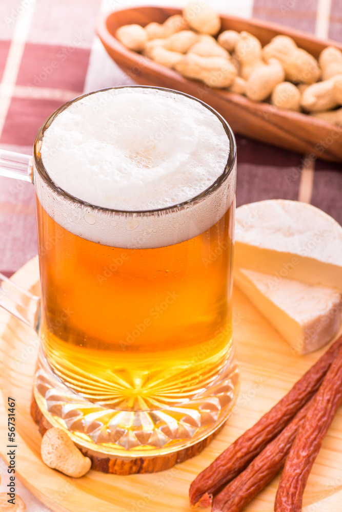 Beer with various snacks Beer with various snacks