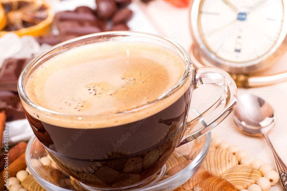 Coffee cup and clock Coffee cup and clock