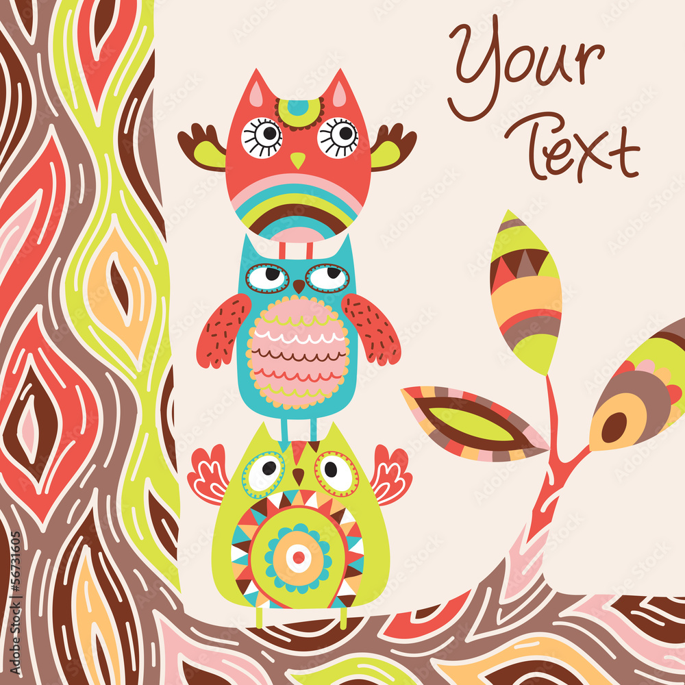 Cute vector background with owls