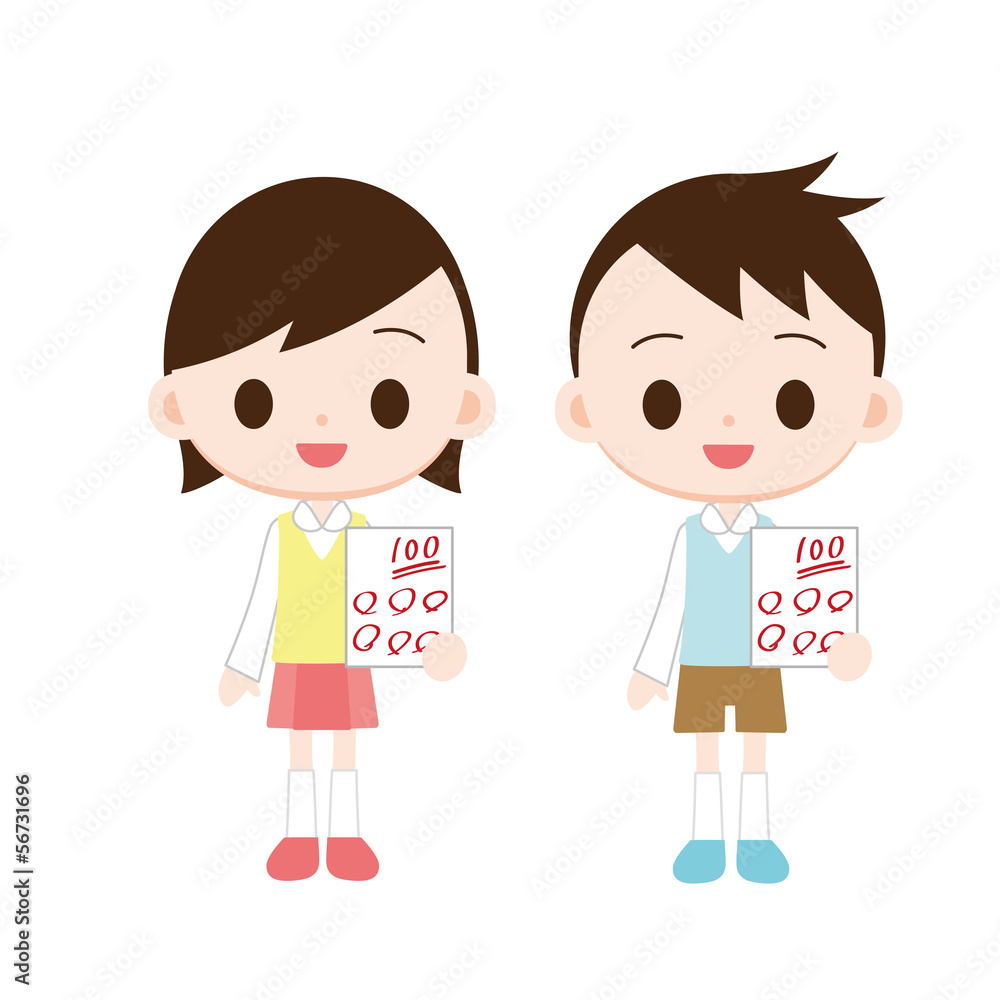 小学生 テスト 100点 Stock イラスト Adobe Stock